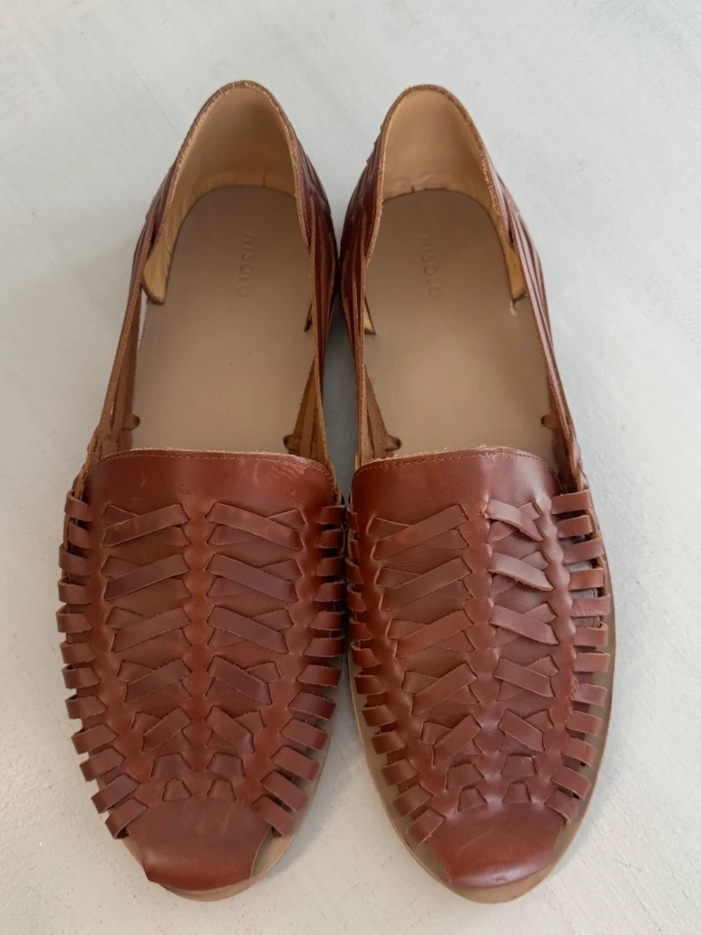 Nisolo Men's Huarache Sandal in Brandy Closed Toe Leather Slip-On Sz 13 NIB